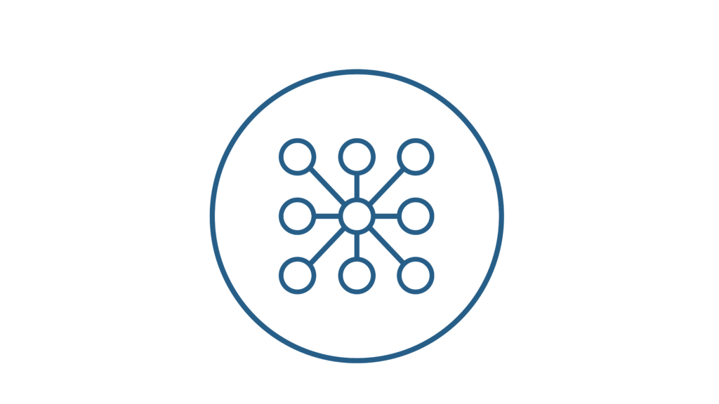 Icon of a centralized network structure with nodes connected to a central point